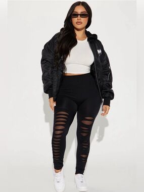 Fashion Nova Pomona Black High Waist Distressed Cutout Leggings S/M